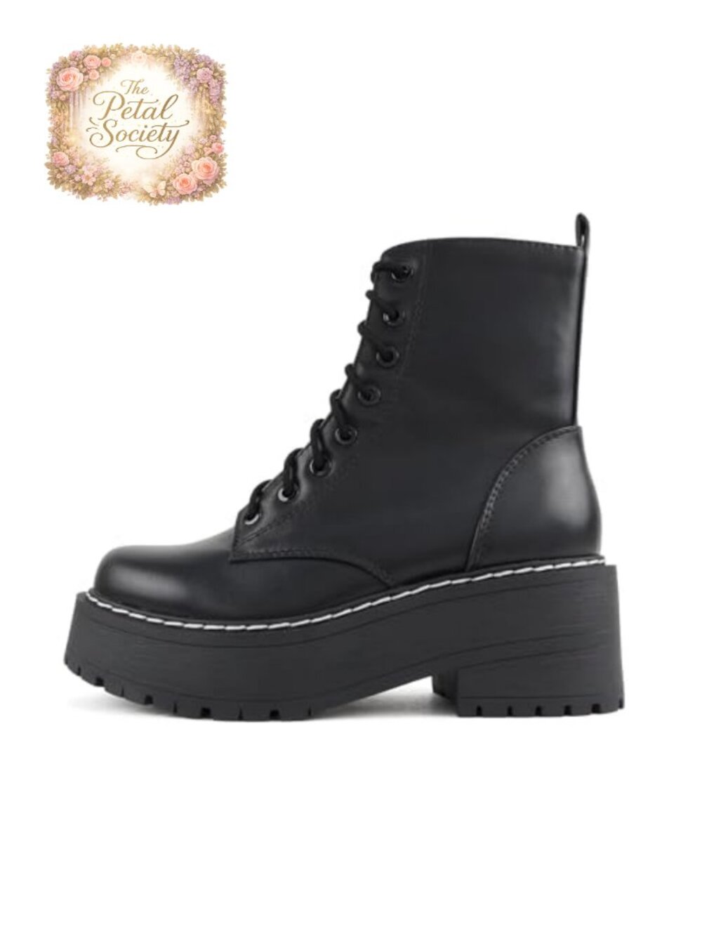 Chunky Lug Sole Lace Up Combat Ankle Boot Side Zipper Platform Heel